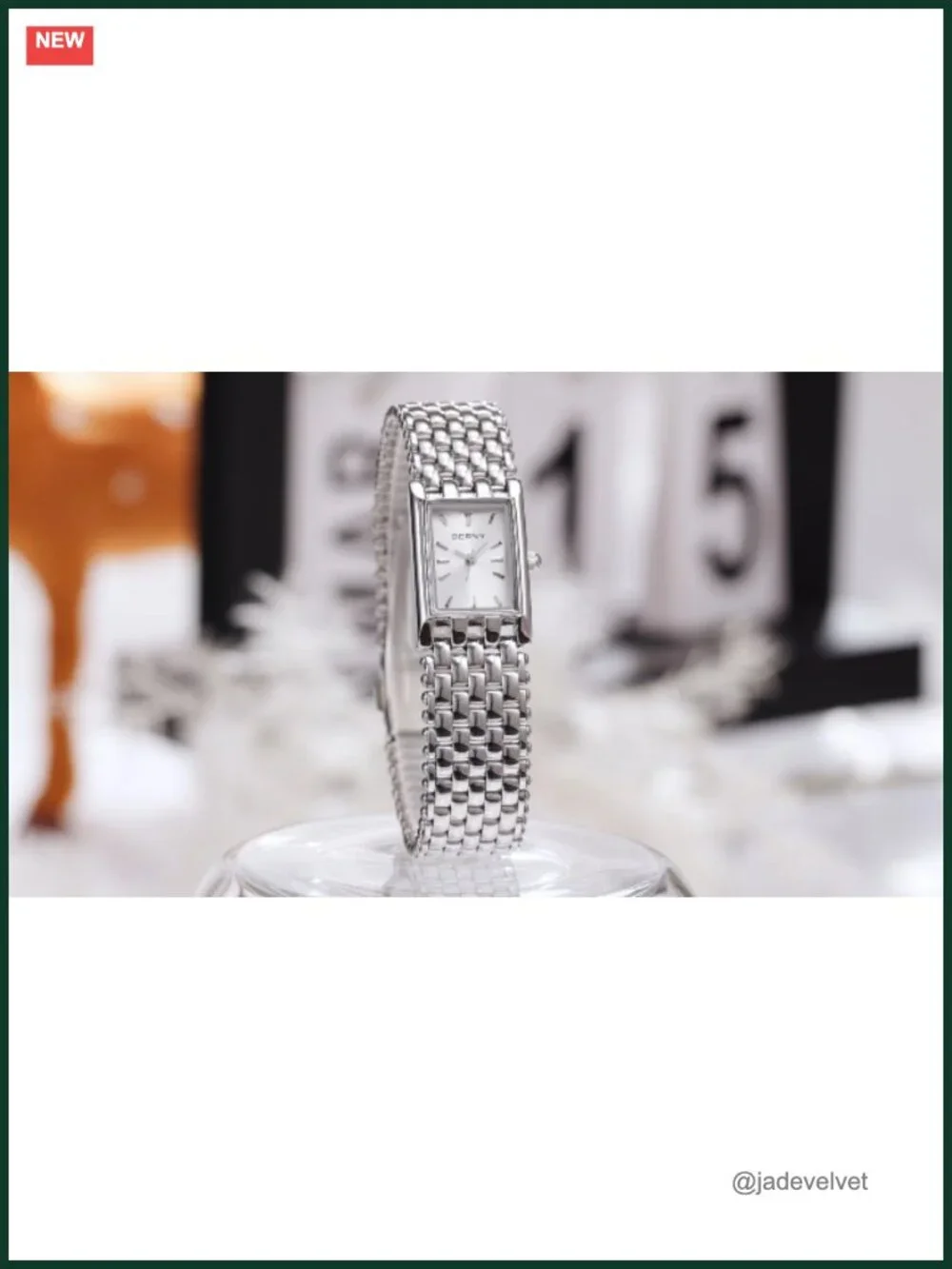 Luxury Silver Watch for Women - Rectangle Stainless Steel Bracelet, Japanese